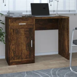 vidaXL Mobiliario De Oficina-Escritorio con cajón y armario contrachapada 100x40x73 cm