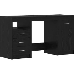 vidaXL Escritorio con cajón 2 pcs 140 x 50 x 76 cm Roble negro Online