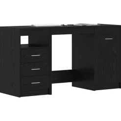 vidaXL Escritorio con cajón 2 pcs 140 x 50 x 76 cm Roble negro Online