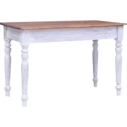 vidaXL Escritorio con cajones madera maciza caoba blanco 117x57x75 cm madera blanca y clara Sale