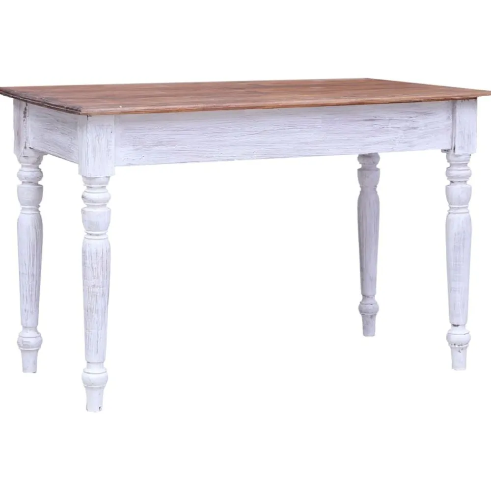 vidaXL Escritorio con cajones madera maciza caoba blanco 117x57x75 cm madera blanca y clara Sale