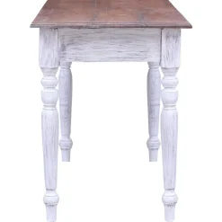 vidaXL Escritorio con cajones madera maciza caoba blanco 117x57x75 cm madera blanca y clara Sale