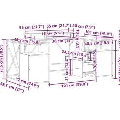 vidaXL Mobiliario De Oficina-Escritorio con cajón 182 x 101 x 87,5 cm