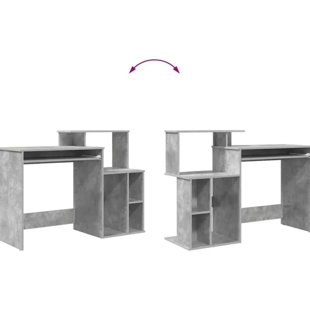 vidaXL Escritorio con cajón Gris Concreto 120,5 x 44 x 88,5 cm Gris hormigón New