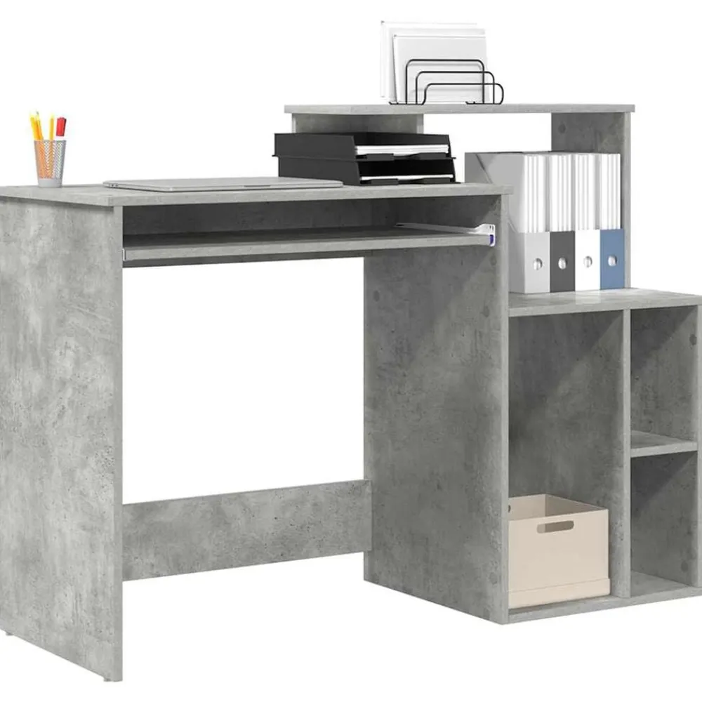 vidaXL Escritorio con cajón Gris Concreto 120,5 x 44 x 88,5 cm Gris hormigón New