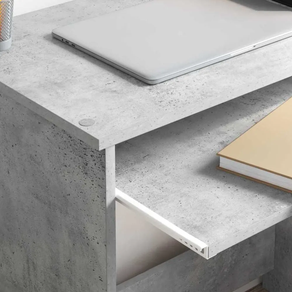vidaXL Escritorio con cajón Gris Concreto 120,5 x 44 x 88,5 cm Gris hormigón New