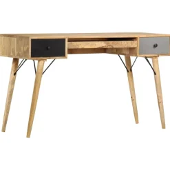 vidaXL Mobiliario De Oficina-Escritorio con cajones de madera maciza de mango 130x50x80 cm