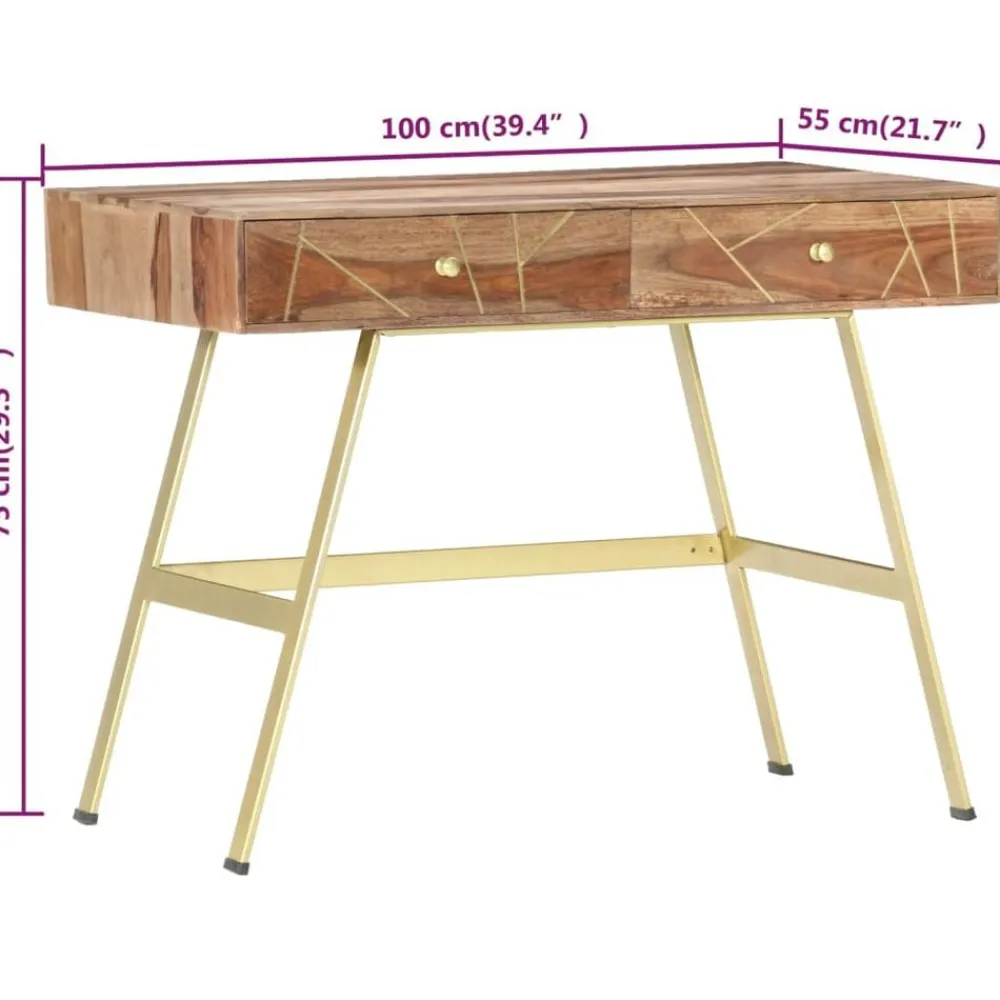vidaXL Escritorio con cajones madera maciza de acacia 100x55x75 cm Hot