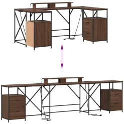 vidaXL Escritorio con cajón Roble Marrón 182 x 101 x 87,5 cm Marr&oacute;n roble Outlet
