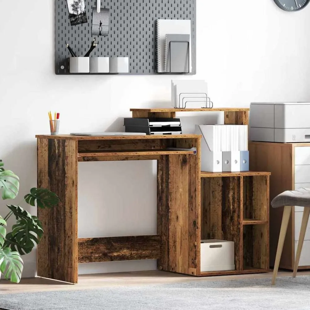 vidaXL Escritorio con cajón 120,5 x 44 x 88,5 cm Madera envejecida New