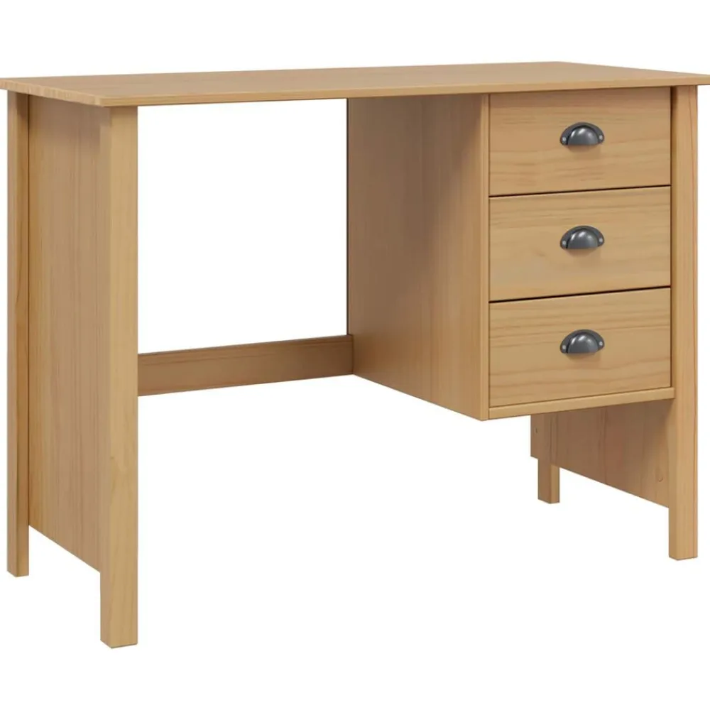 vidaXL Mobiliario De Oficina-Escritorio con cajones Hill Marrón miel 100 x 45 x 74 cm