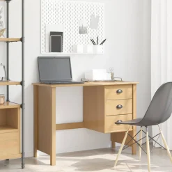 vidaXL Mobiliario De Oficina-Escritorio con cajones Hill Marrón miel 100 x 45 x 74 cm
