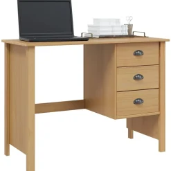 vidaXL Mobiliario De Oficina-Escritorio con cajones Hill Marrón miel 100 x 45 x 74 cm