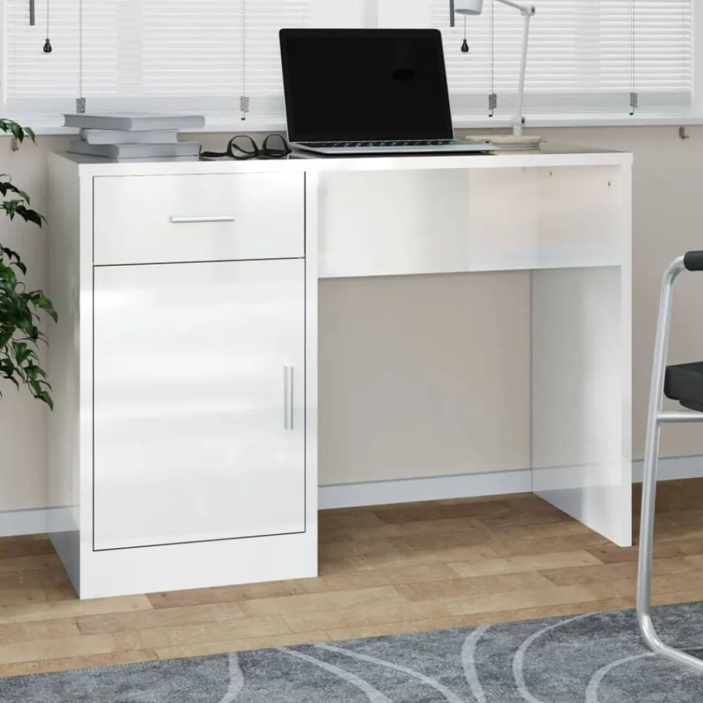 vidaXL Mobiliario De Oficina-Escritorio con cajón y armario contrachapada 100x40x73 cm