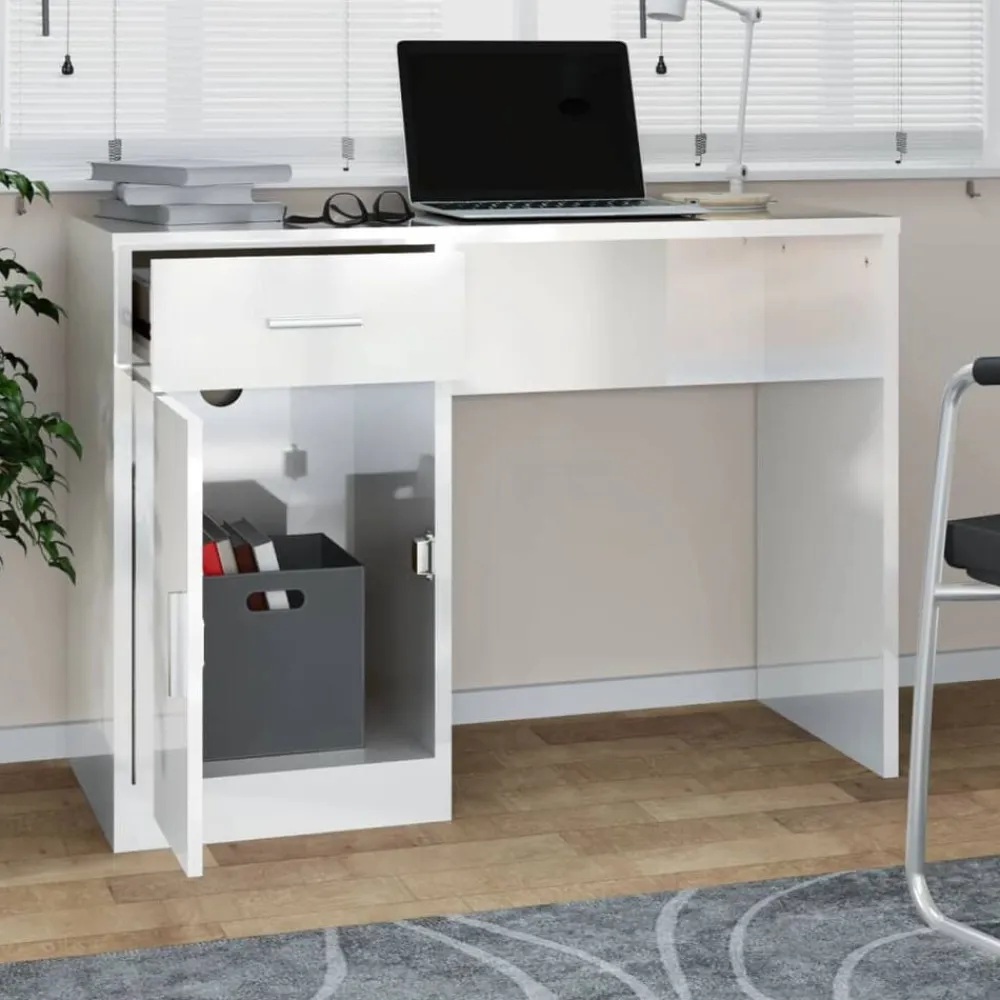vidaXL Mobiliario De Oficina-Escritorio con cajón y armario contrachapada 100x40x73 cm