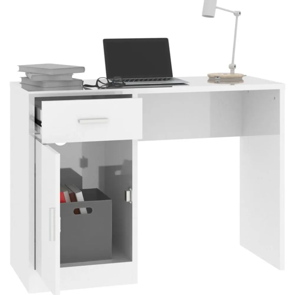 vidaXL Mobiliario De Oficina-Escritorio con cajón y armario contrachapada 100x40x73 cm