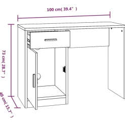 vidaXL Mobiliario De Oficina-Escritorio con cajón y armario contrachapada 100x40x73 cm