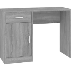 vidaXL Escritorio con cajón y armario contrachapada 100x40x73 cm Gris sonoma Hot