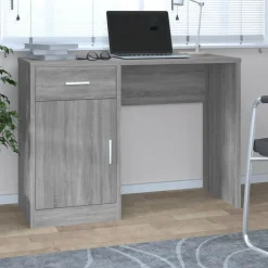 vidaXL Escritorio con cajón y armario contrachapada 100x40x73 cm Gris sonoma Hot