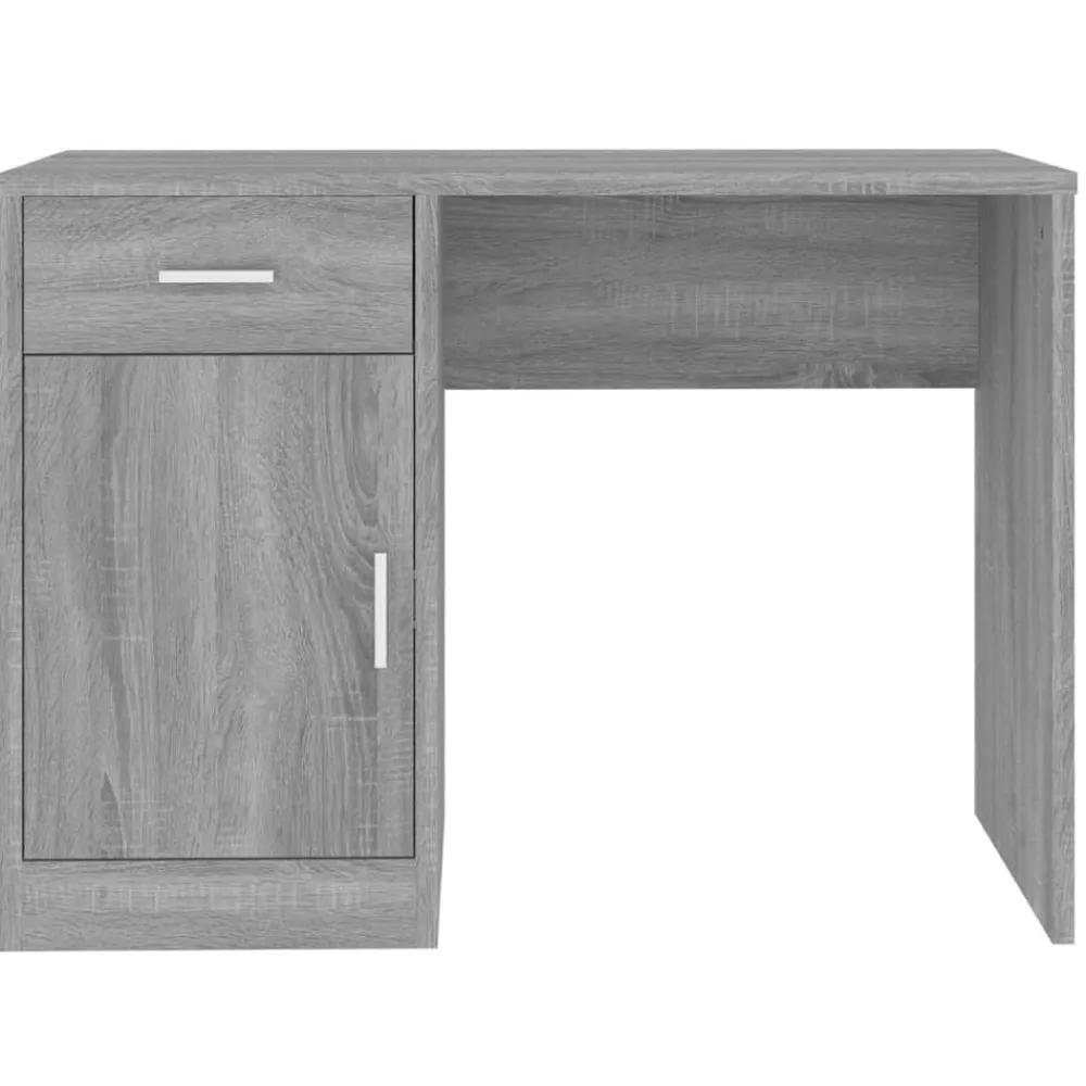 vidaXL Escritorio con cajón y armario contrachapada 100x40x73 cm Gris sonoma Hot