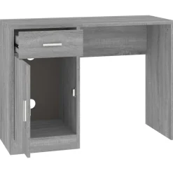 vidaXL Escritorio con cajón y armario contrachapada 100x40x73 cm Gris sonoma Hot