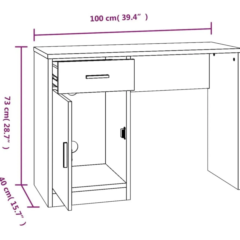 vidaXL Escritorio con cajón y armario contrachapada 100x40x73 cm Gris sonoma Hot