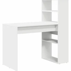 vidaXL Escritorio con estante 113 x 54 x 120 cm Madera de ingeniería White Sale