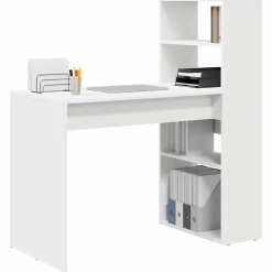 vidaXL Escritorio con estante 113 x 54 x 120 cm Madera de ingeniería White Sale