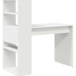 vidaXL Escritorio con estante 113 x 54 x 120 cm Madera de ingeniería White Sale