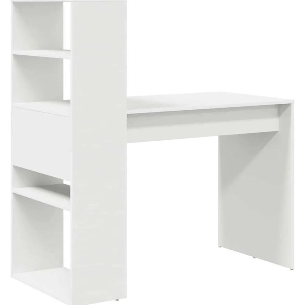vidaXL Escritorio con estante 113 x 54 x 120 cm Madera de ingeniería White Sale