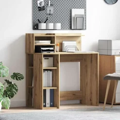 vidaXL Mobiliario De Oficina-Escritorio con estante Roble artesanal 90 x 48 x 101,5 cm