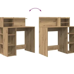 vidaXL Mobiliario De Oficina-Escritorio con estante Roble artesanal 90 x 48 x 101,5 cm