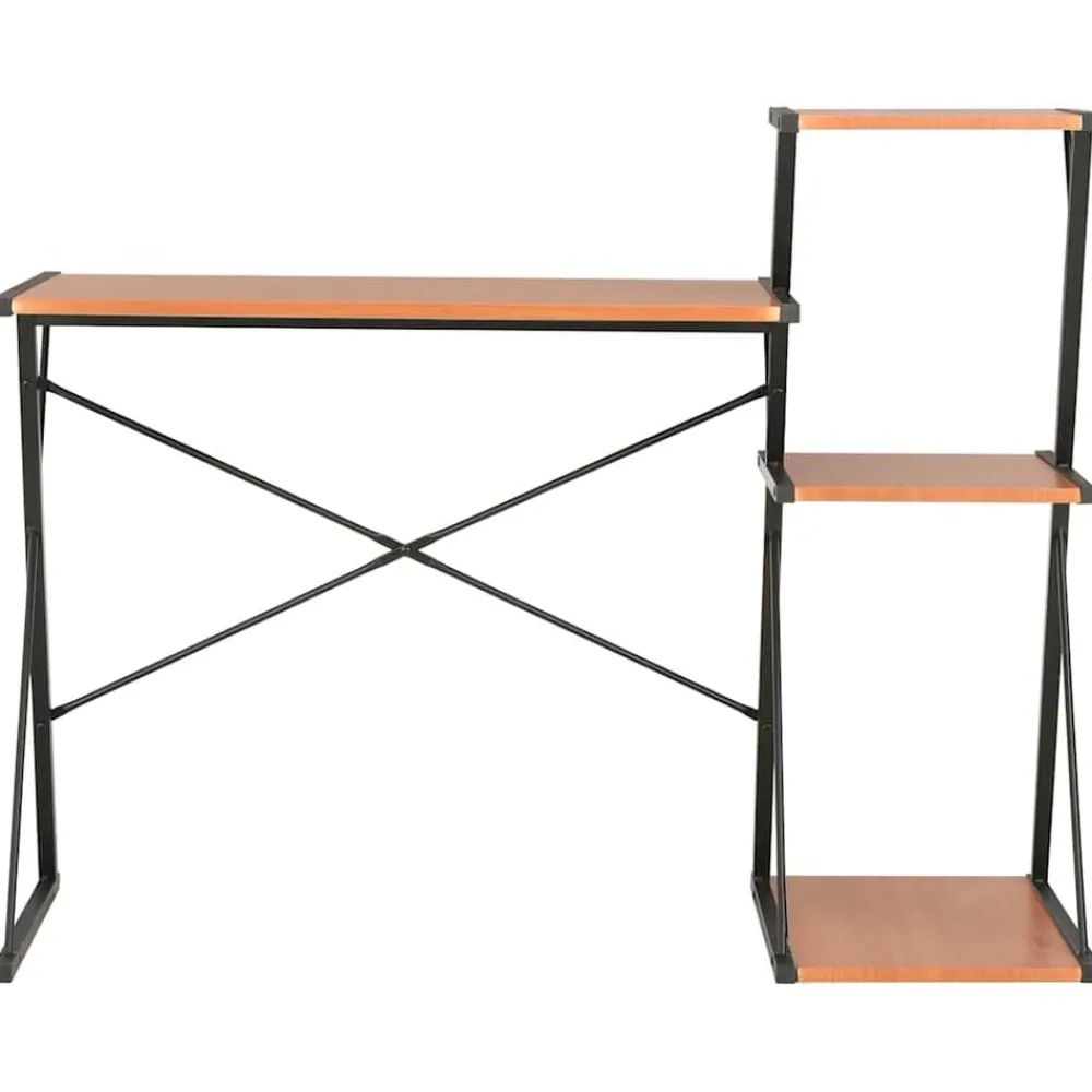 vidaXL Escritorio con estantería negro y marrón 116x50x93 cm Negro y marrón Sale