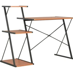 vidaXL Escritorio con estantería negro y marrón 116x50x93 cm Negro y marrón Sale