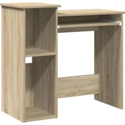 vidaXL Mobiliario De Oficina-Escritorio con estantes contrachapada color roble 84x40x78 cm