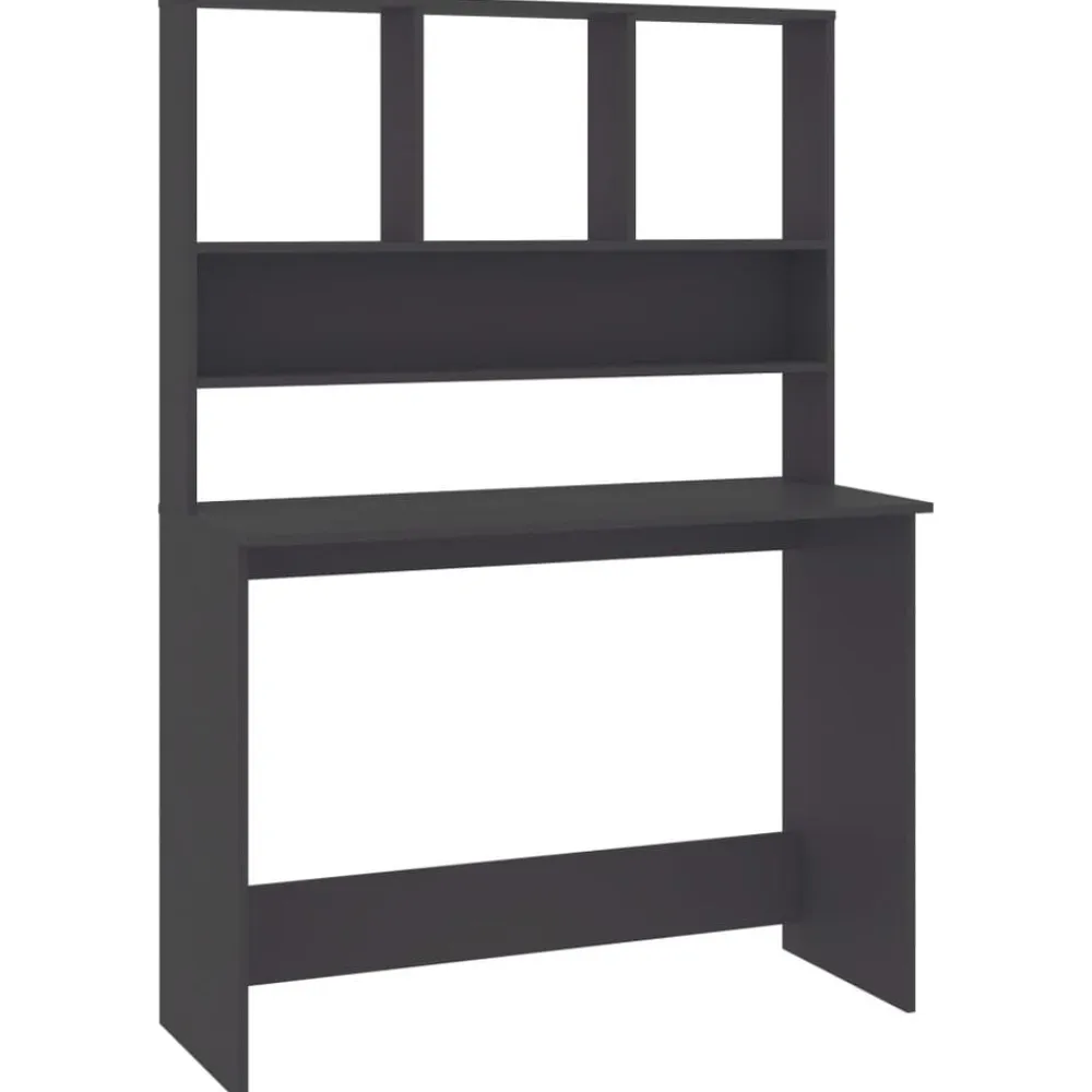 vidaXL Escritorio con estantes madera contrachapada 110x45x157 cm Gris Clearance