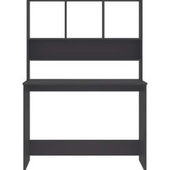 vidaXL Escritorio con estantes madera contrachapada 110x45x157 cm Gris Clearance