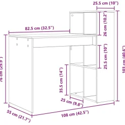 vidaXL Mobiliario De Oficina-Escritorio con estante 108 x 55 x 103.5 cm