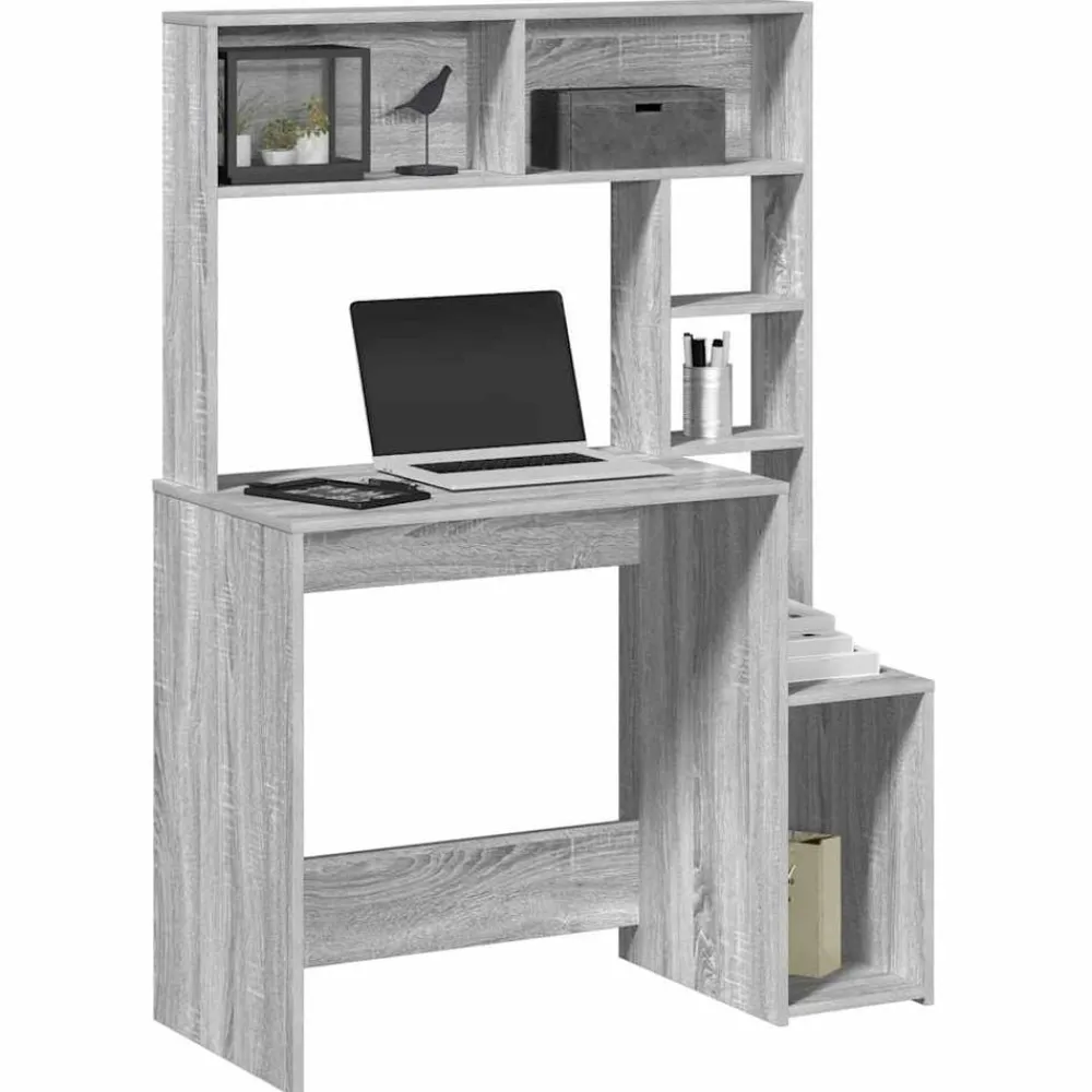 vidaXL Mobiliario De Oficina-Escritorio con estantes contrachapada 100x45x140 cm