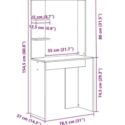 vidaXL Mobiliario De Oficina-Escritorio con estante 78,5 x 37 x 154,5 cm