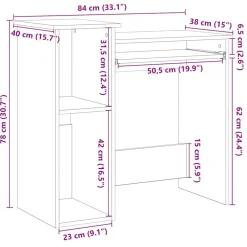 vidaXL Escritorio con estantes contrachapada 84x40x78 cm Gris sonoma Sale