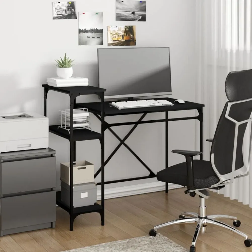 vidaXL Mobiliario De Oficina-Escritorio con estantes madera contrachapada 105x50x90 cm