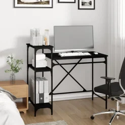 vidaXL Mobiliario De Oficina-Escritorio con estantes madera contrachapada 105x50x90 cm