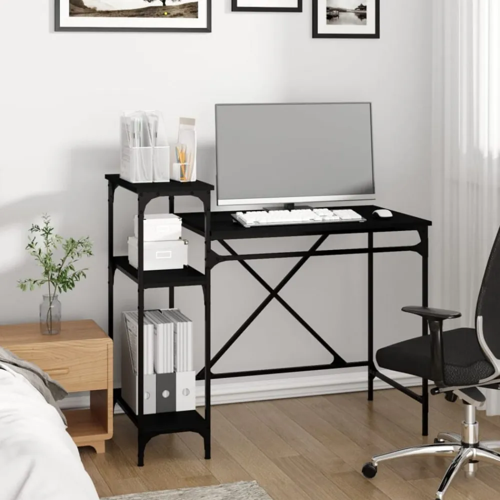 vidaXL Mobiliario De Oficina-Escritorio con estantes madera contrachapada 105x50x90 cm