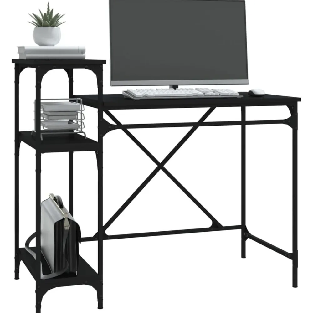 vidaXL Mobiliario De Oficina-Escritorio con estantes madera contrachapada 105x50x90 cm