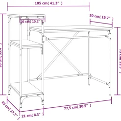 vidaXL Mobiliario De Oficina-Escritorio con estantes madera contrachapada 105x50x90 cm