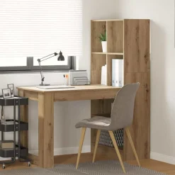 vidaXL Mobiliario De Oficina-Escritorio con estante Roble artesanal 122 x 67 x 145 cm