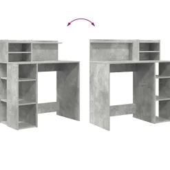 vidaXL Escritorio con estante Gris Concreto 90 x 48 x 101,5 cm Gris hormig&oacute;n Outlet