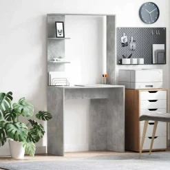 vidaXL Mobiliario De Oficina-Escritorio con estante Gris Concreto 78,5 x 37 x 154,5 cm