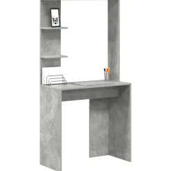 vidaXL Mobiliario De Oficina-Escritorio con estante Gris Concreto 78,5 x 37 x 154,5 cm